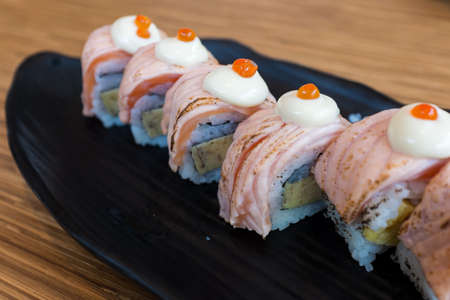 Salmon Rolls with Salmon Roe on top