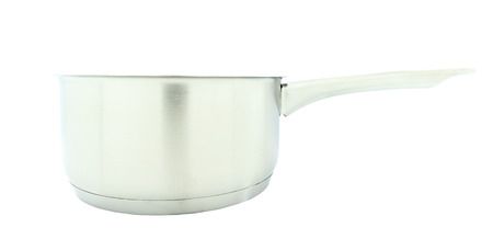 Stainless steel pot. Isolated on white backgroundの写真素材