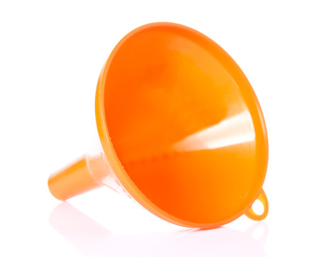 plastic funnel isolated on whiteの写真素材