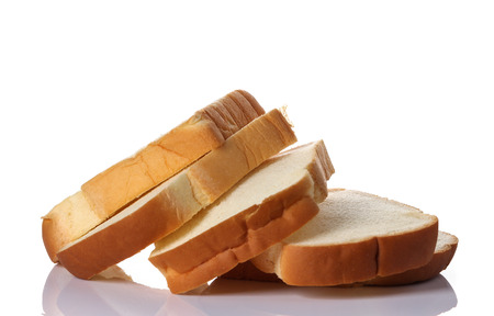 sliced bread isolated on white backgroundの写真素材
