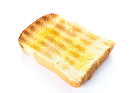 Slice toast bread isolated on a white backgroundの写真素材