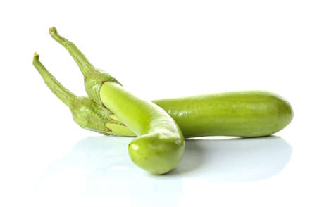 green eggplant on white backgroundの写真素材
