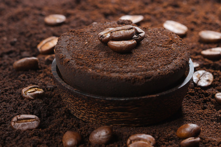 Coffee beans and ground coffeeの写真素材