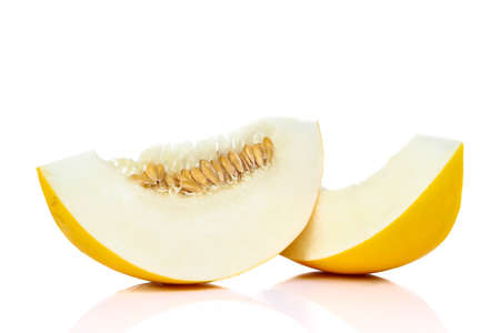 yellow melon isolated on white backgroundの写真素材