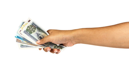 Laos money  in your hand.の写真素材