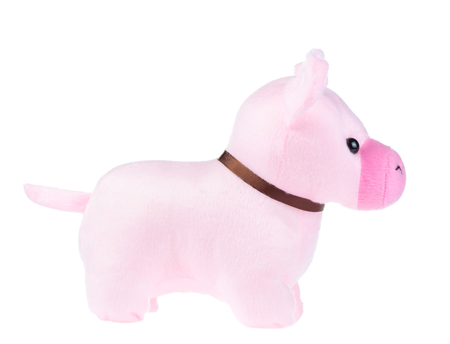 cute pink pig doll isolated on white backgroundの写真素材