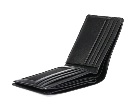 leather wallet black leather on a white background
