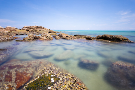 Beautiful tropical island rock beach - Mae Rumphueng Beach Thailand.の写真素材