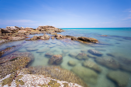 Beautiful tropical island rock beach - Mae Rumphueng Beach Thailand.の写真素材