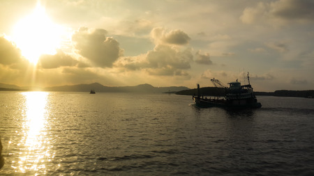 Fishing boat going out for fishing.の写真素材