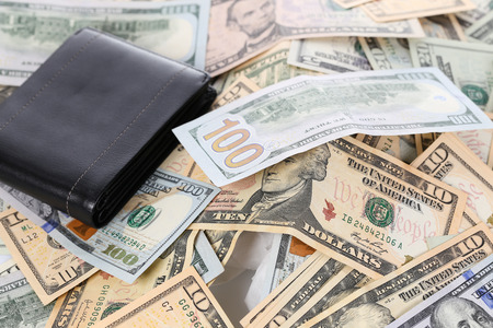 pile of US dollar billsの写真素材