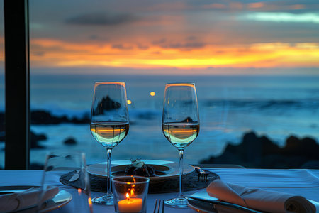 A luxurious dinner setting featuring a variety of gourmet dishes, lit by the warm glow of candlelight, creating an inviting atmosphere.の素材