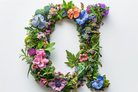A lush corner border arrangement of various flowers and greenery on a white background, perfect for  letter themed with flowers and greenery.の素材