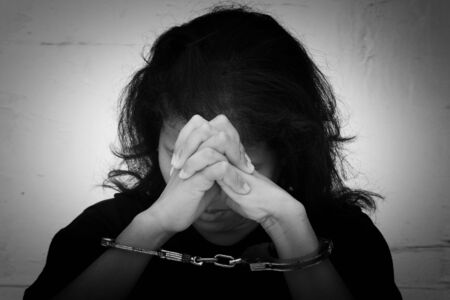 women hand in handcuffの写真素材