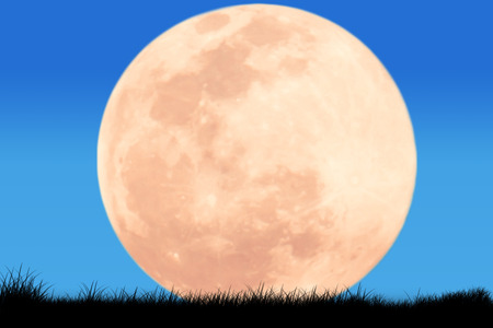silhouette  of  airplane on the sky night full moon background
