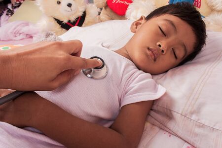 a little asian boy sickの写真素材