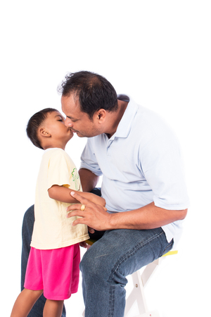 father kiss his sonの写真素材