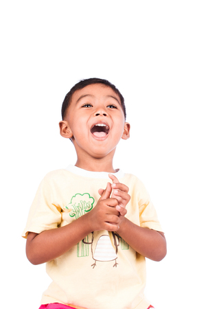 portait happy little boy amile laughingの写真素材