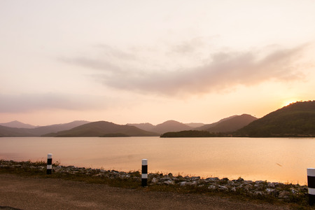 sunset at damの写真素材