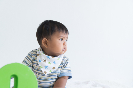 Close up face little babyの写真素材