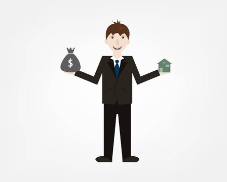 Happy young business men are successful in businessのイラスト素材