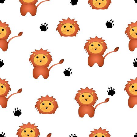 Cute pattern wild animal  lionのイラスト素材