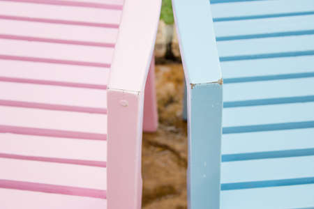Pink and blue chairsの写真素材