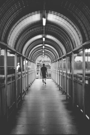 The man walk on the overpass aloneのeditorial素材