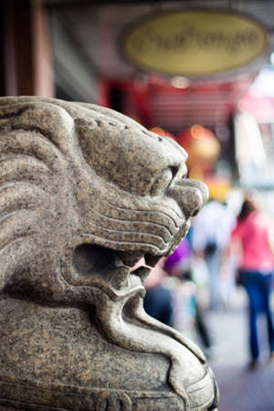 BANGKOK THAILAND : Lion statues in walk street China town Thailand Bangkokのeditorial素材