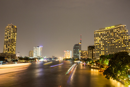 Taksin bridge Bangkok at nightのeditorial素材