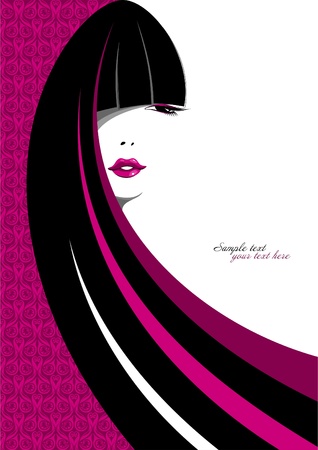 Stylish portrait of a girl with long hair のイラスト素材