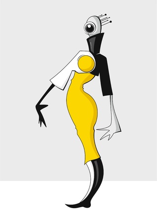 The girl-alien in brightly yellow dressのイラスト素材