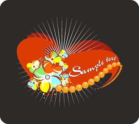 Tropical background. Vector flowers, heart, sun. のイラスト素材