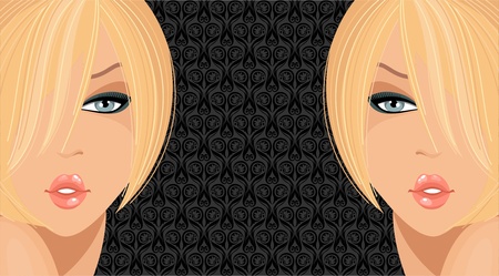 Fashion illustration with blonde girls のイラスト素材