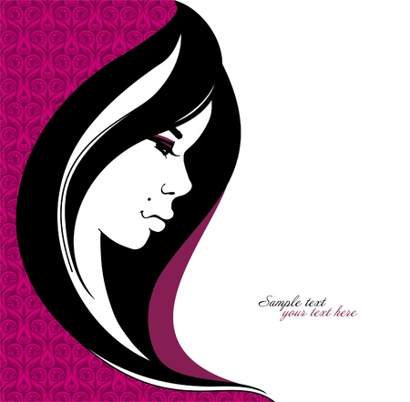 Stylish portrait of a girl with long hair のイラスト素材