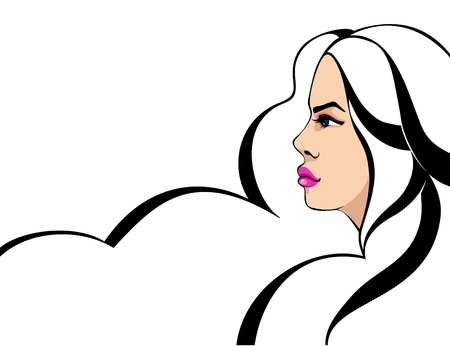 Fashion girl face _Vector illustrationのイラスト素材