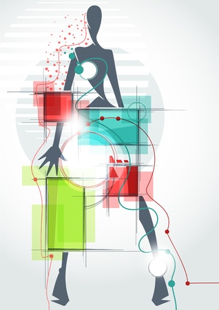  Fashion background_The abstract figure of a girl in a dressのイラスト素材