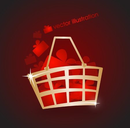 Gold market basket filled with red giftsのイラスト素材