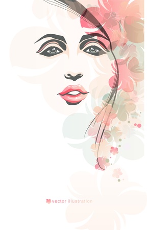 Fashion girl with flowers のイラスト素材