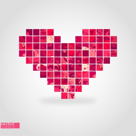 Heart mosaic_Vector illustration  のイラスト素材