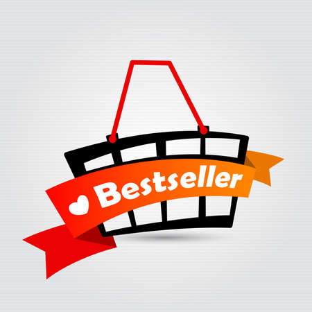 Shopping basket with a bright tape  Best seller のイラスト素材
