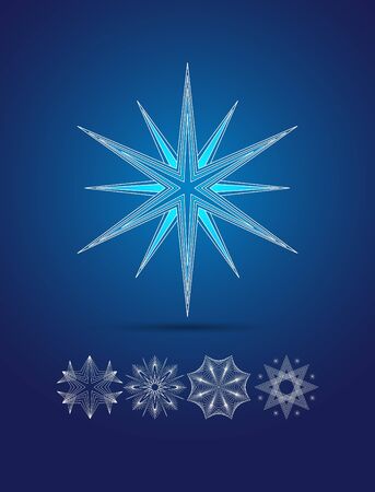 set of decorative snowflakes のイラスト素材