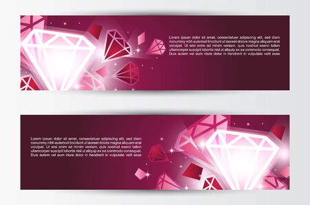 Set of banners with crystals のイラスト素材