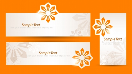 Set of banners with figured cut flowers のイラスト素材