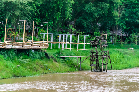 turbine baler in riverの写真素材