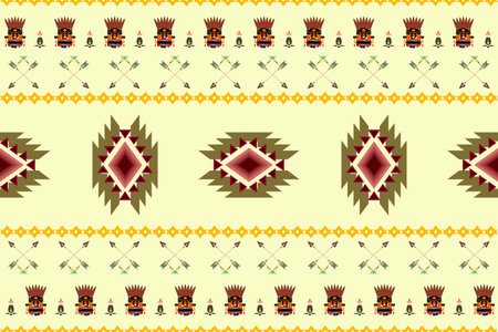 Ikat ethnic geometric abstract embroidery oriental Aztec seaamless traditional pattern. Native decorative design for fabric, cloth, walpaper, texture, textile, ornament, interiorのイラスト素材
