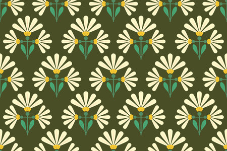 Abstract retro flower geometric embroidery elements seamless pattern. Perfect decorative design for wallpaper, background, interior, decoration, texture, textile, ornaments, fashioのイラスト素材
