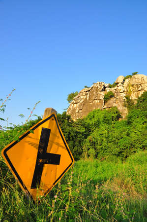 Label and Mountain with bluesky in the backgroundの写真素材