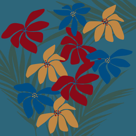 Floral decorative design element on background. Colorful leaf and abstract flower. isolated vector.のイラスト素材