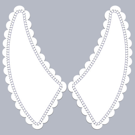 cotton collar lace design vector. front view technical trim sketch template. neckline laser cut detail with vintage lace cotton. eyelet embroidery decorative ornament for fabric border.のイラスト素材
